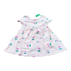 GAP Toddler Girls Cherry Print Short Sleeve Dress, Size 3T, Pink, NEW